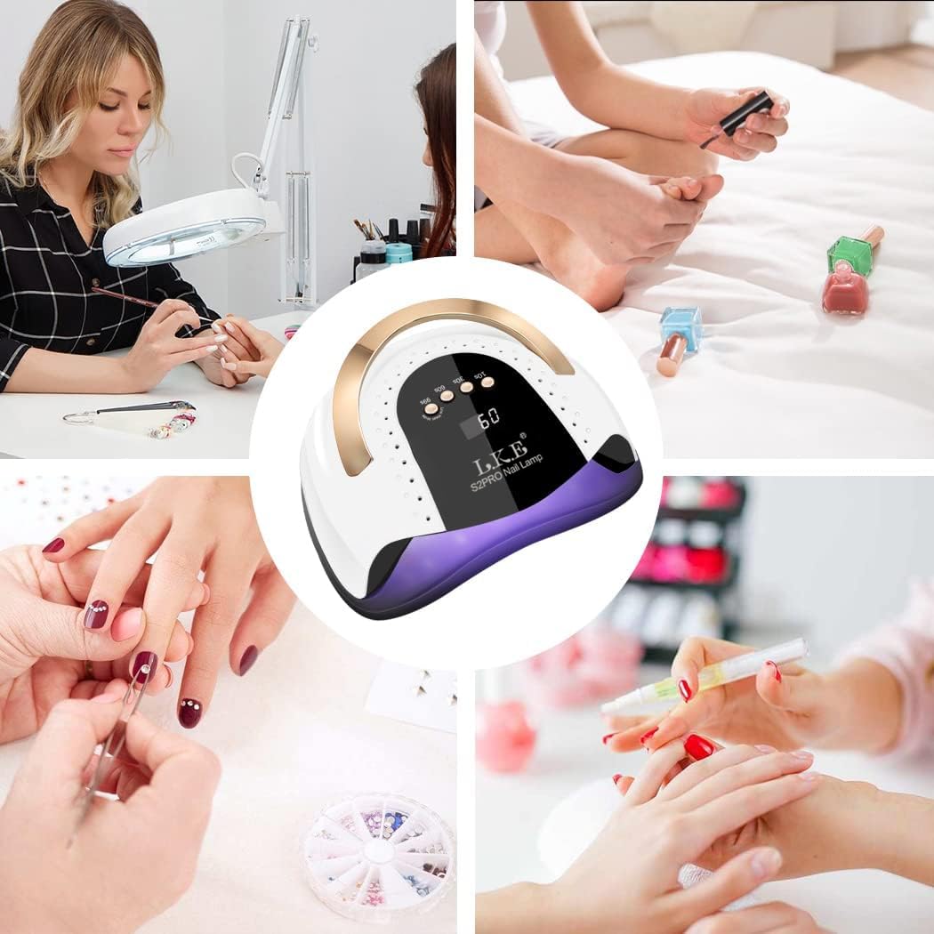 LKE professional-grade manicure setup at home in a compact white lamp