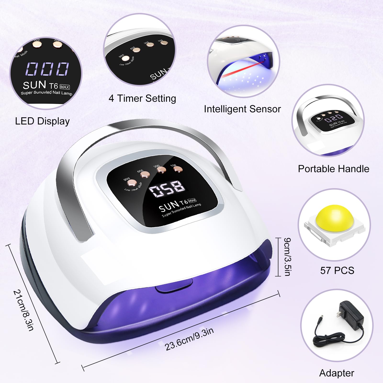 LKE UV Nail Lamp side panel showing compact design and controls