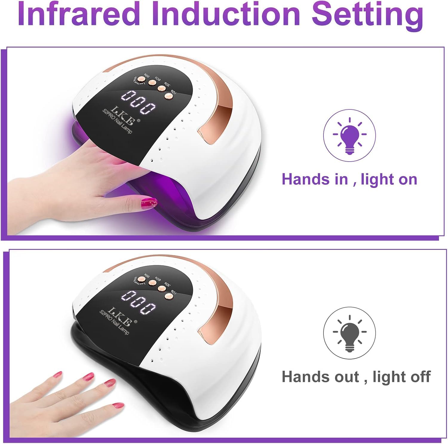 LKE UV LED Nail Lamp timer display enables precise curing