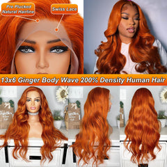 LKJY Ginger Orange Wig back view highlighting length and even wave pattern.