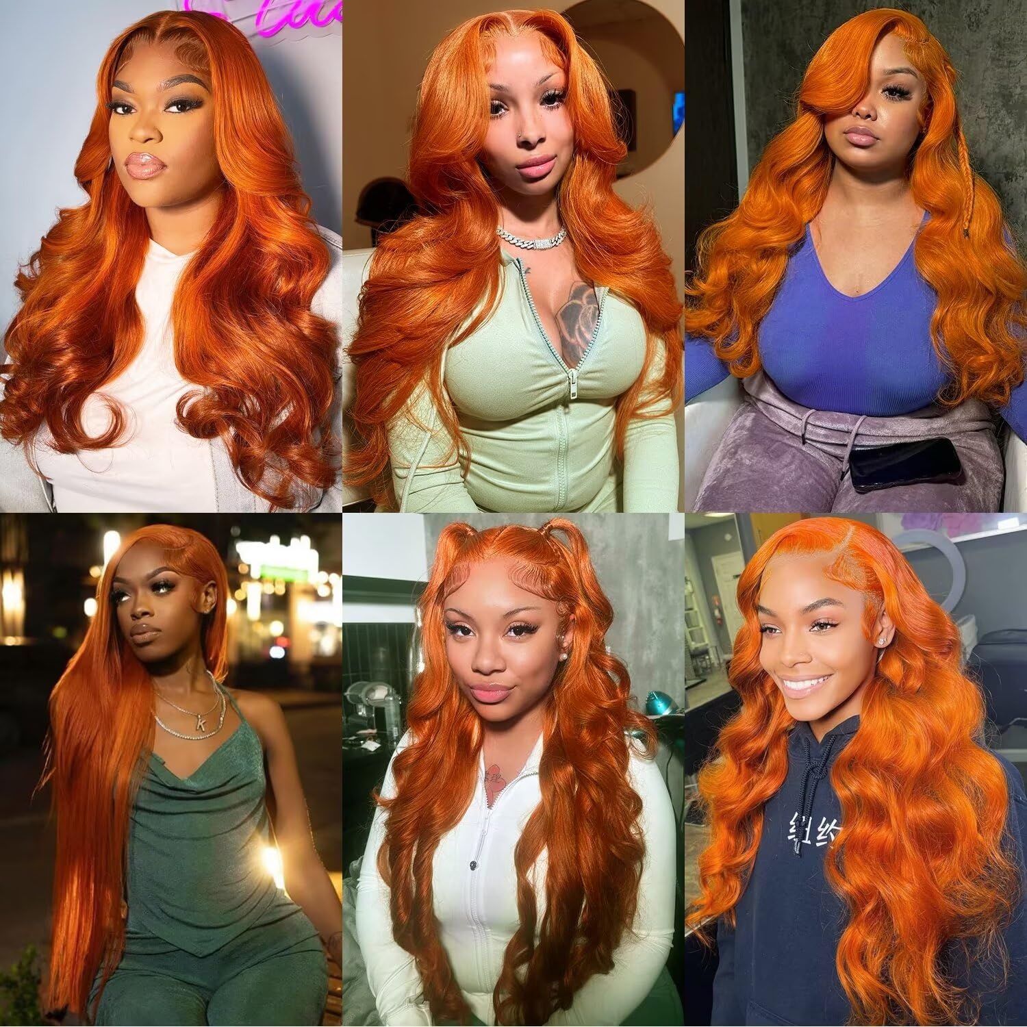 LKJY Ginger Orange Wig cap-construction with adjustable strap and four combs.