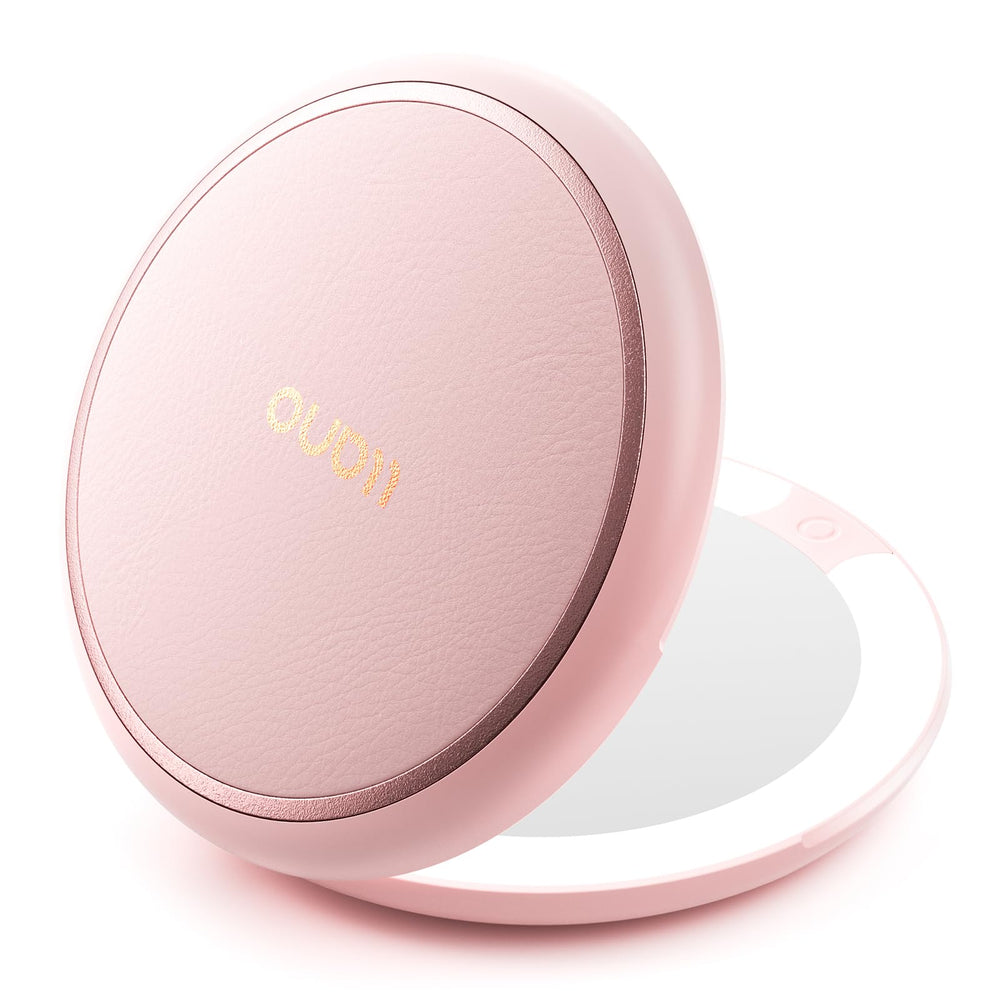 Llano compact mirror pink cover showcases portable travel touch-up design.