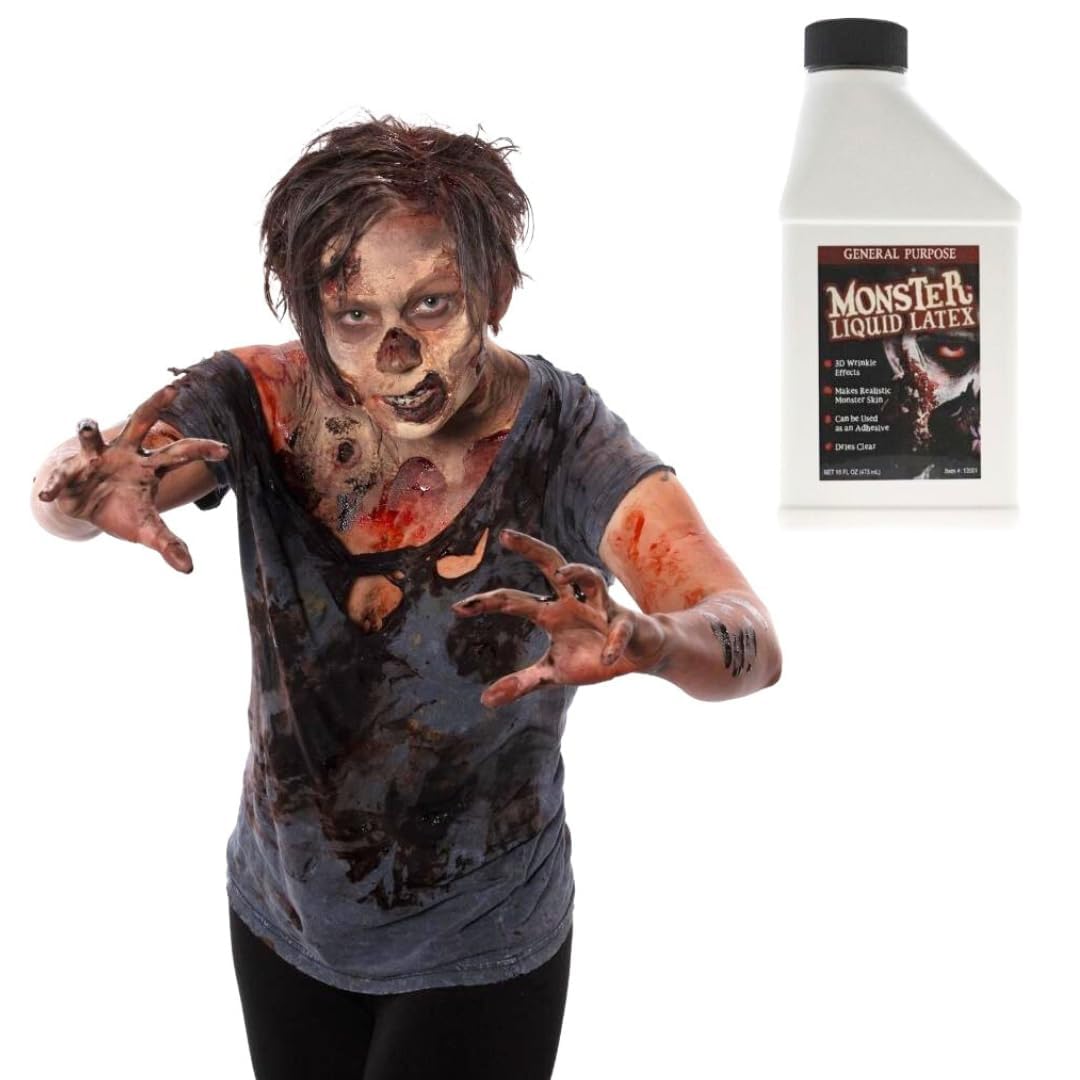 LLF Monster Liquid Latex fast-drying base-layer applied on skin for base effects.