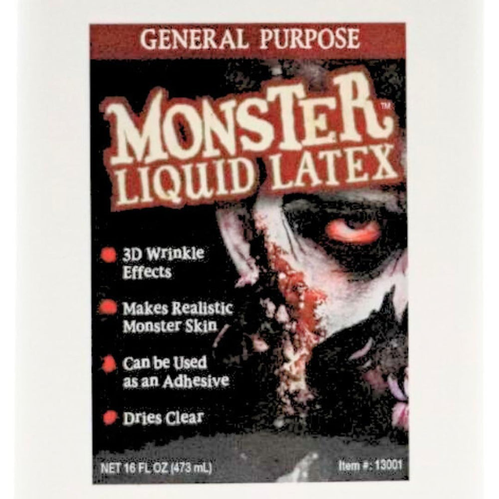 LLF Monster Latex rash-warning label reminds users to test skin before use.