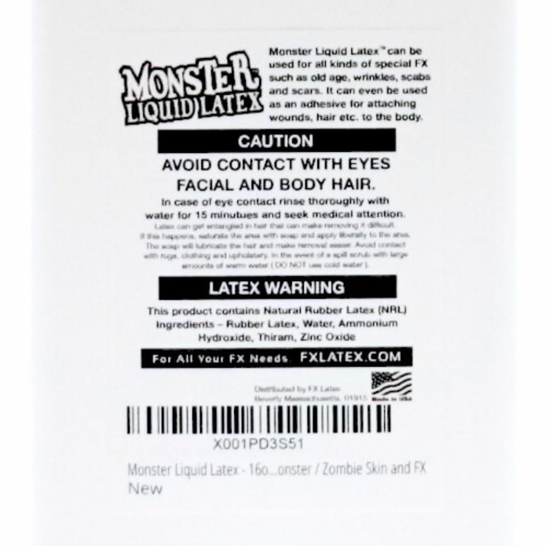 LLF Monster Liquid Latex zombie-skin-effect detail highlights 3D wrinkles and texture building.