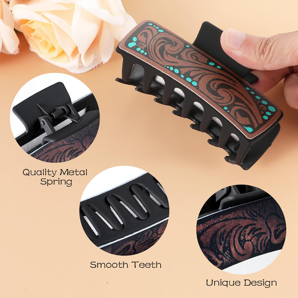 LLOUSSAK resin claw clip closeup highlighting vintage cowgirl aesthetic