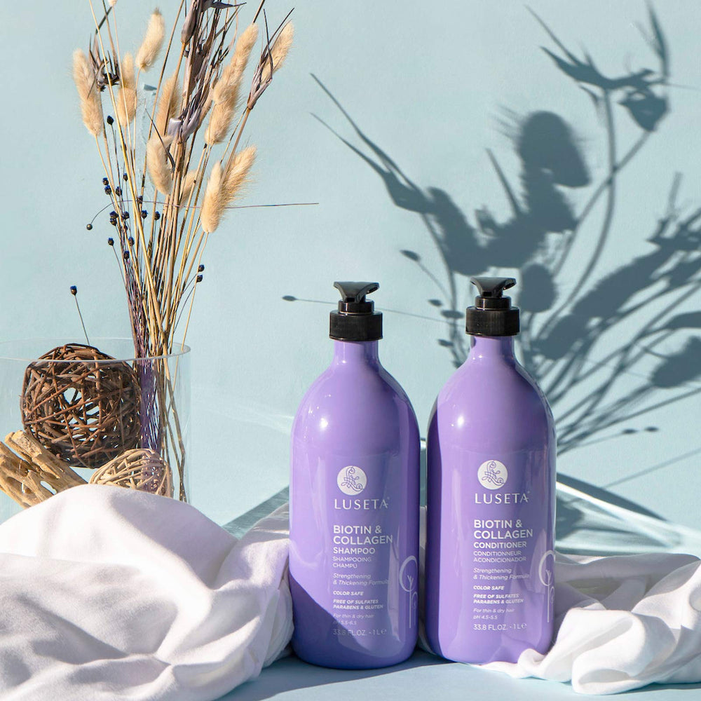 L LUSETA scalp close-up demonstrates moisturized scalp and reduced frizz
