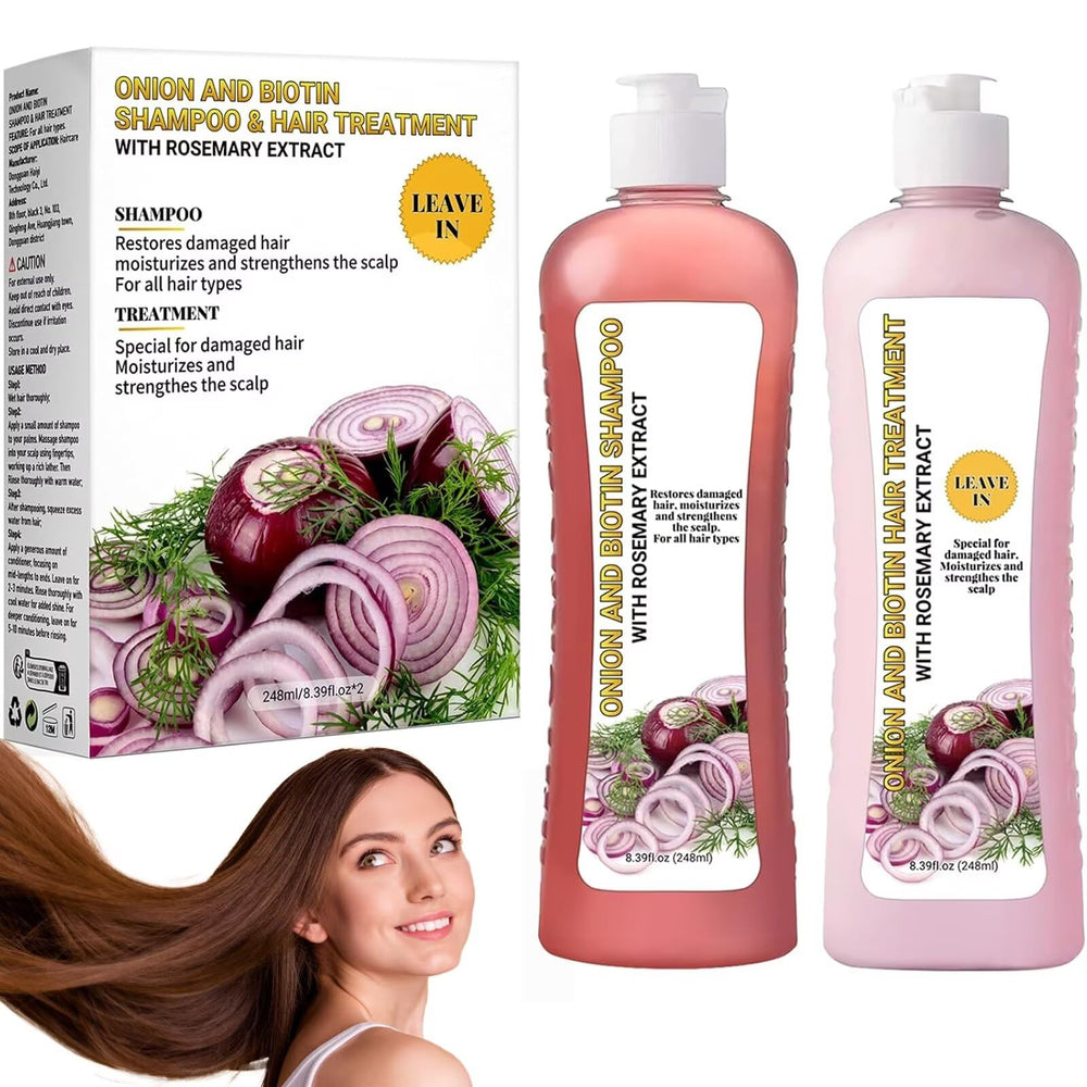 LMDGDS Onion Biotin and Rosemary Shampoo bottle shows silicone-free cleansing for daily hair refreshment.