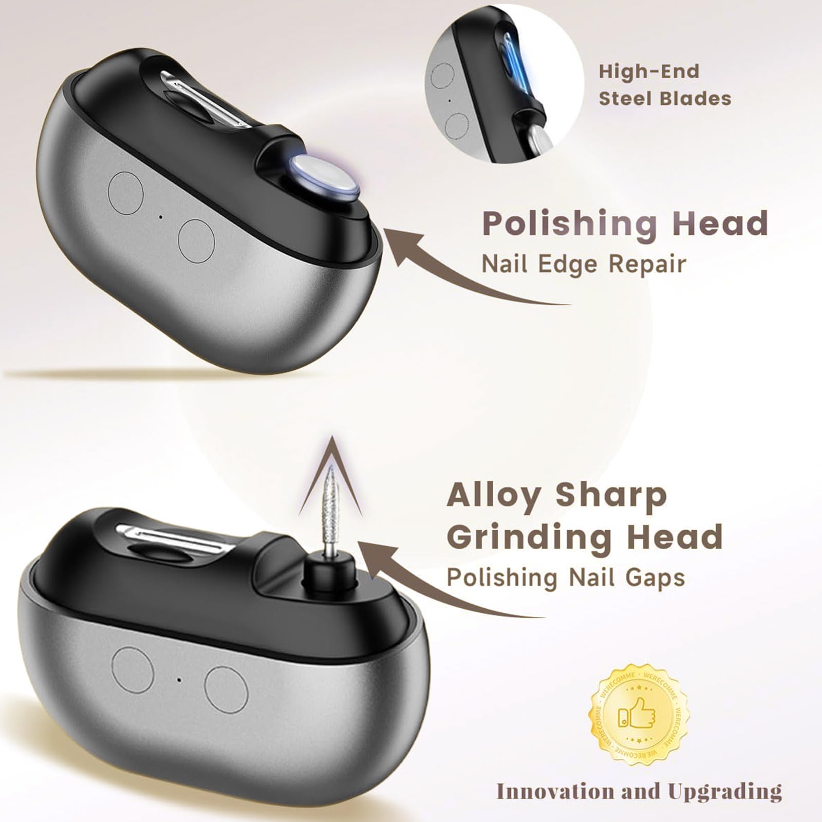 Lmipki USB-C rechargeable battery for mess-free, on-the-go trimming.
