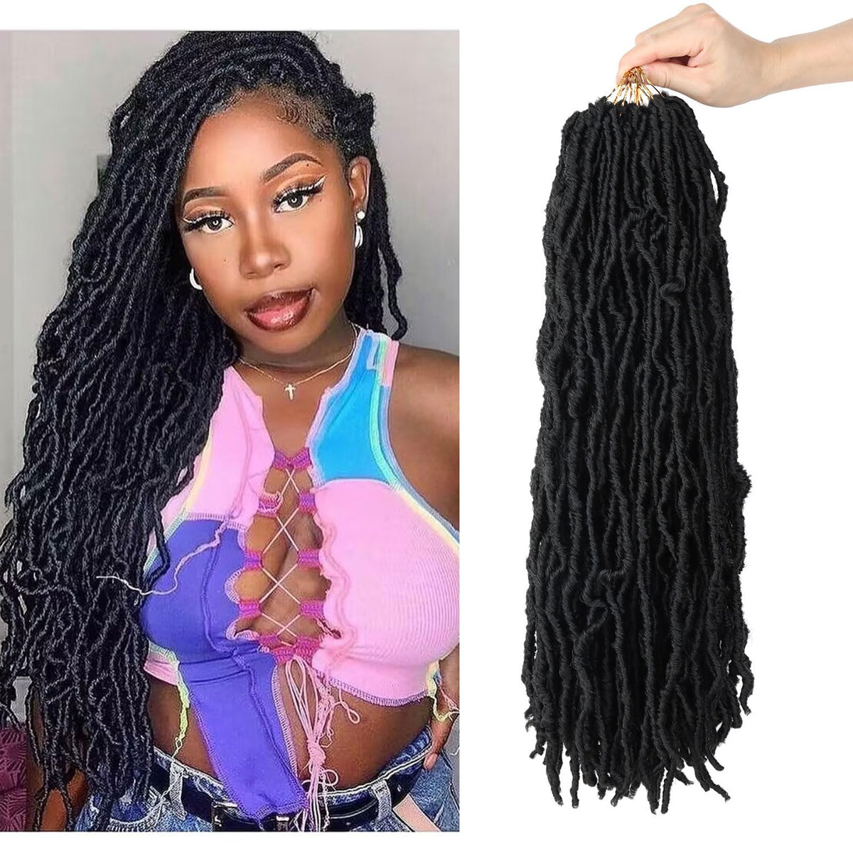 LMZIM 18-inch Soft Locs seven-pack packaging for easy head coverage planning.