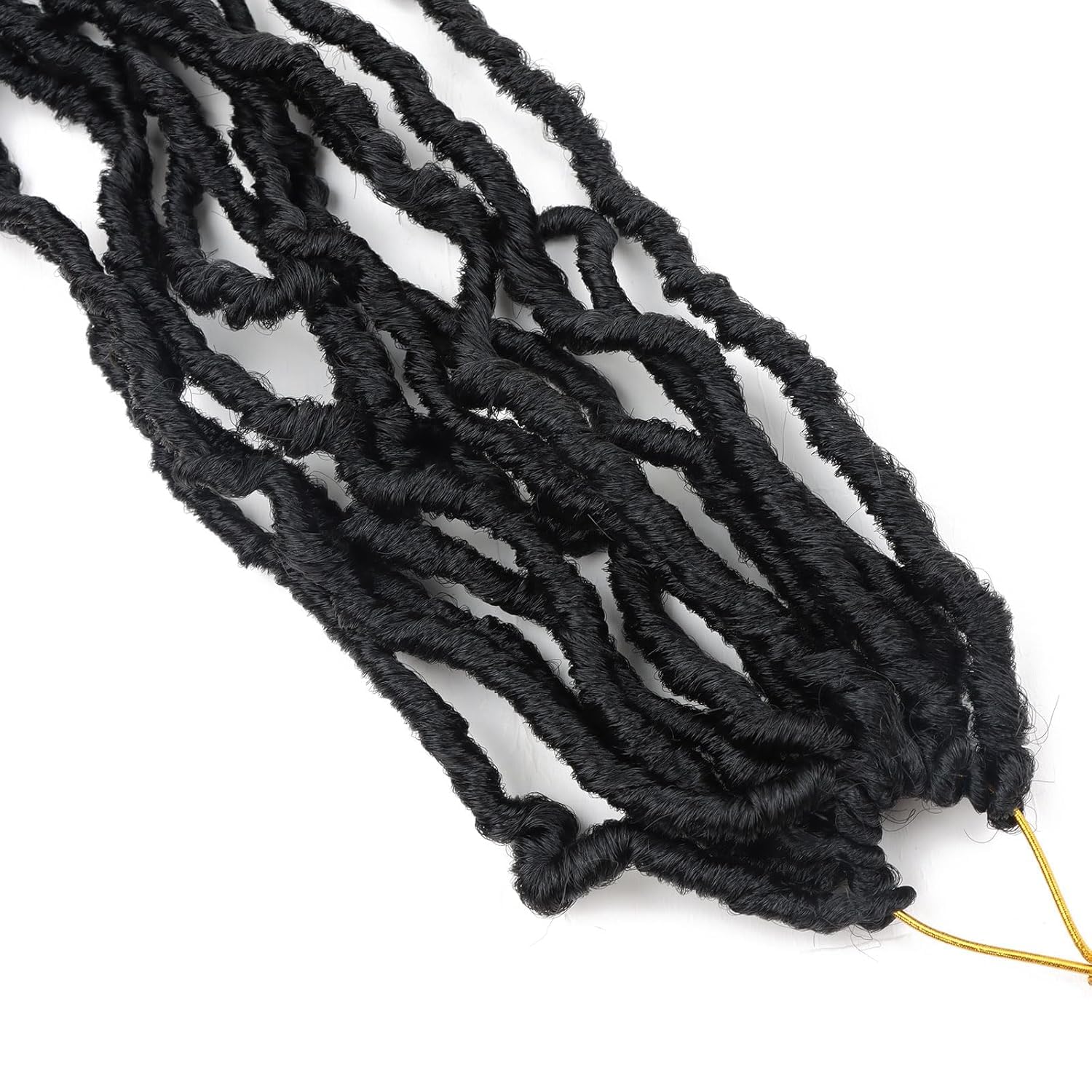 LMZIM Soft Locs curly wavy texture close-up reveals fluffy, natural-looking strands.