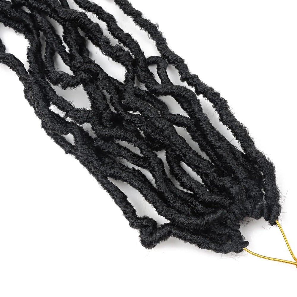 LMZIM Soft Locs curly wavy texture close-up reveals fluffy, natural-looking strands.