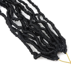 LMZIM Soft Locs curly wavy texture close-up reveals fluffy, natural-looking strands.