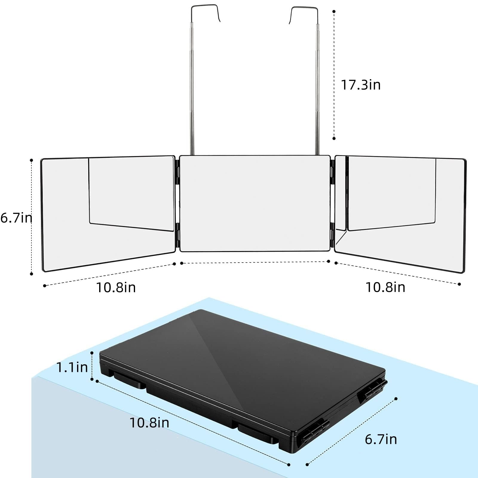 LMZNXCZ 3-way mirror front view enables quick side-angle checks while styling.