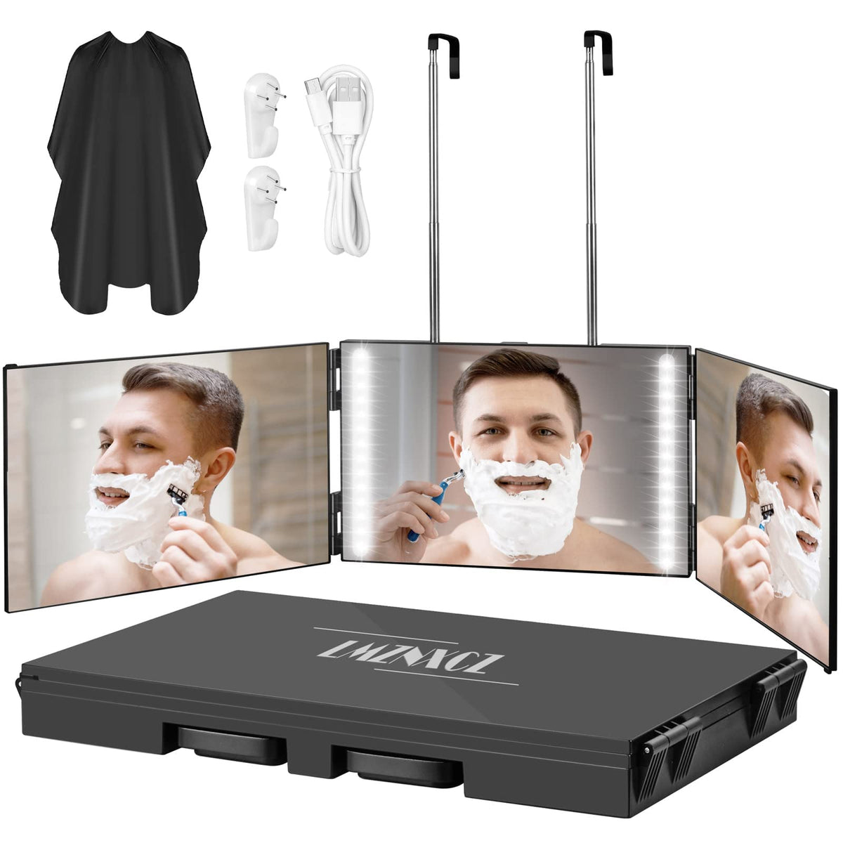 LMZNXCZ 3-way mirror front view offers clear reflection for at-home grooming.