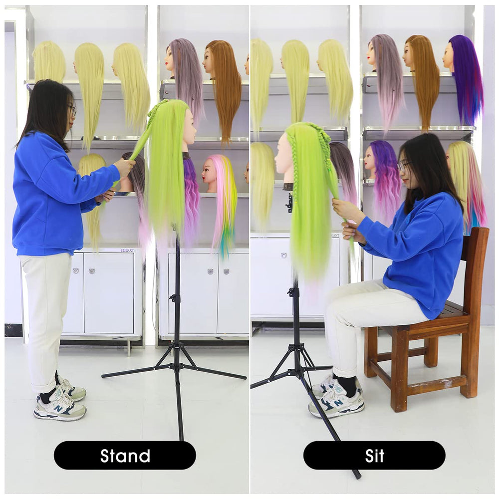 LNASI cosmo-training wig stand-storage-ready keeps workspaces neat during cosmetology practice.