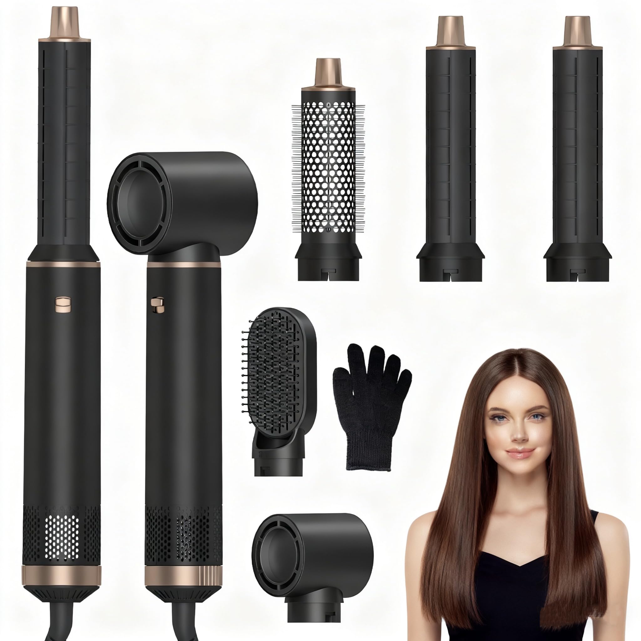 LNSTN Blow Dryer Brush 5in Ionic Styler in action delivering smooth, glossy finishes.