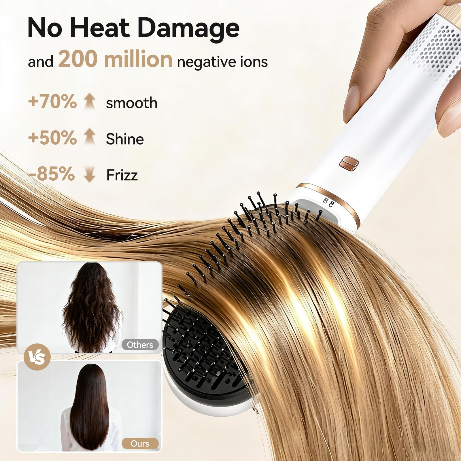 LNSTN Blow Dryer Brush heat with negative ions for silkier styling