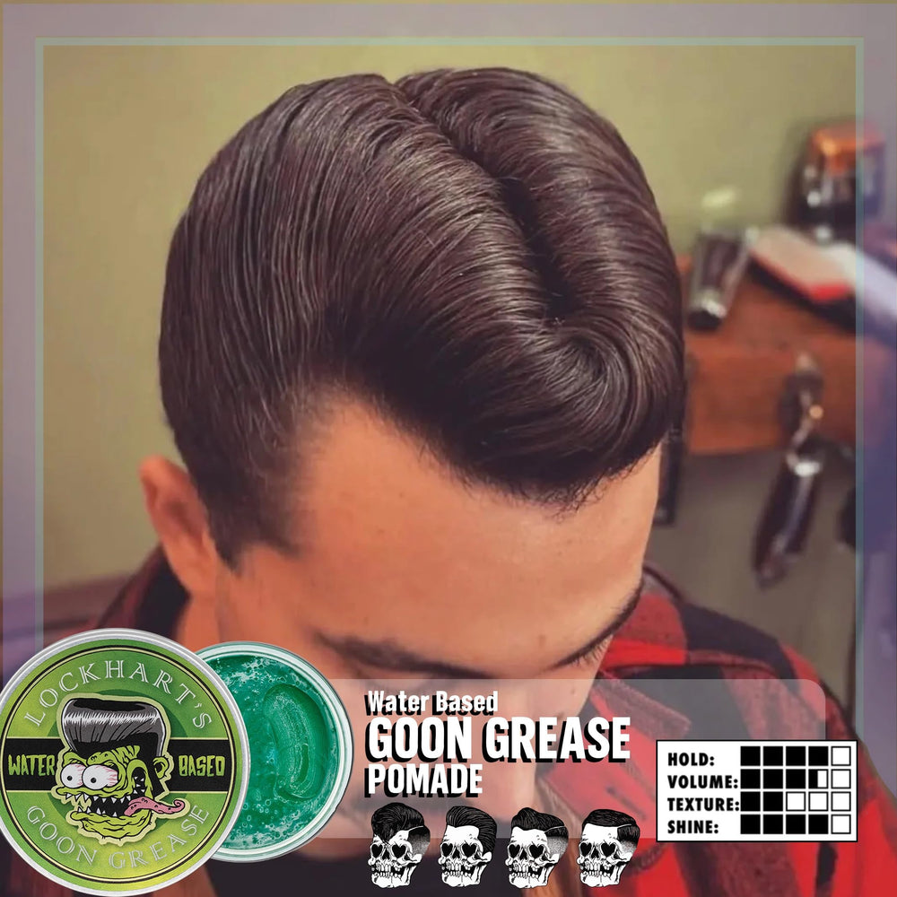 Lockhart’s Goon Grease hair-application image demonstrates effortless styling for versatile looks.