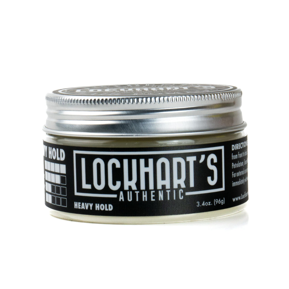 Lockhart's Heavy Hold pomade used to create a clean slick-back look