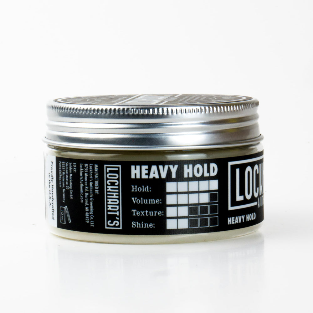 Lockhart's Heavy Hold pomade ideal for a tall pompadour with lasting volume