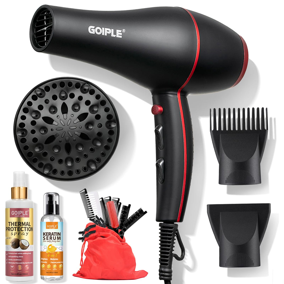 Lockmio 21Pcs hair dryer kit with nozzle for precise drying and styling