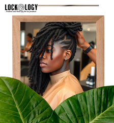 Lockology Peppermint Tea Tree Loc Oil application shows easy scalp massage for itch relief.