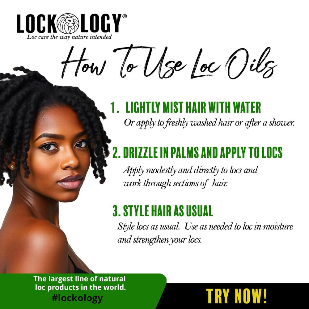 Lockology Peppermint Tea Tree Loc Oil on locs moisturizes and conditions dry ends.