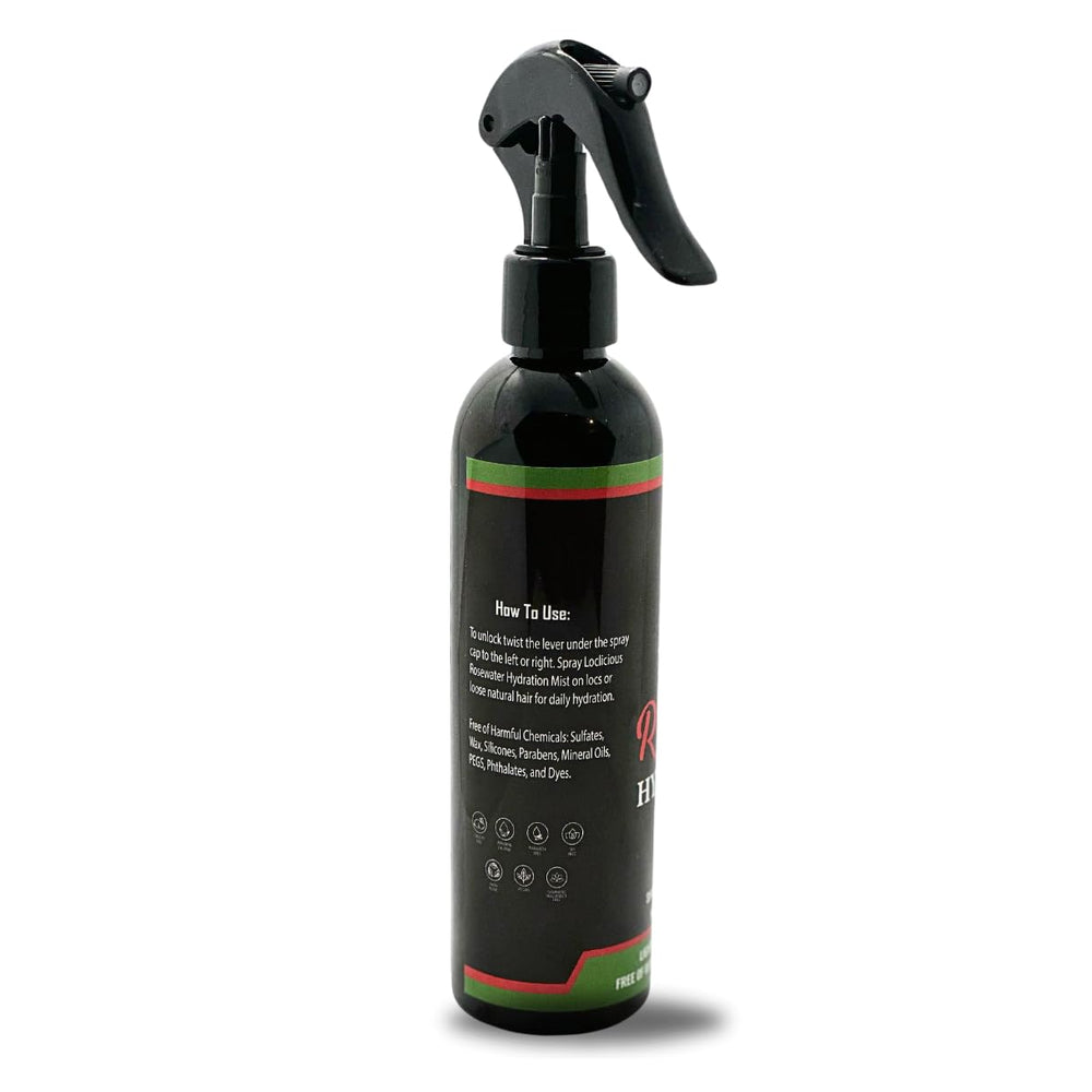 LOCLICIOUS rose scent on hair for calming aromatherapy during styling