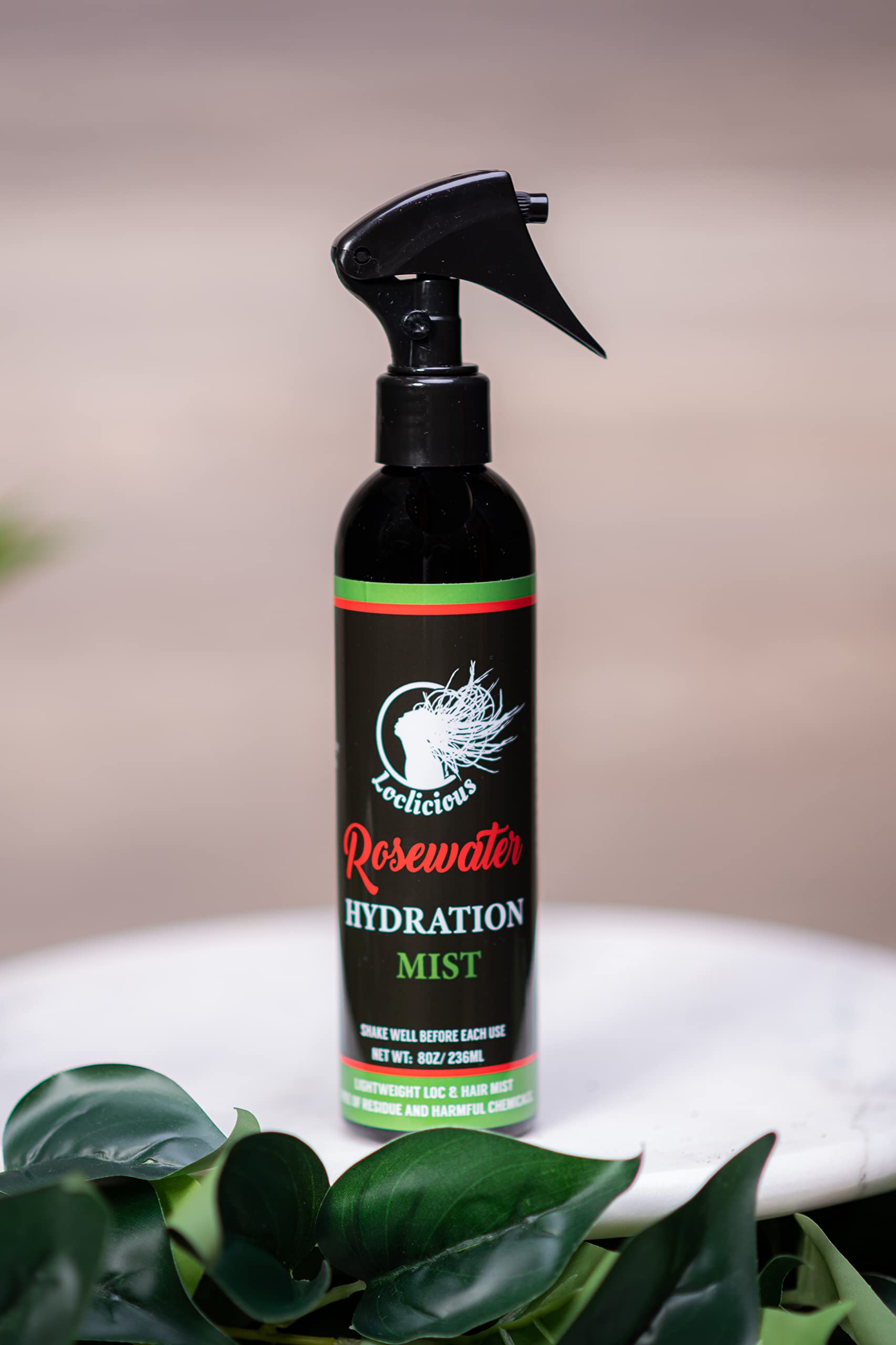 LOCLICIOUS rose water ingredients with aloe and glycerin for nourished scalp and locs