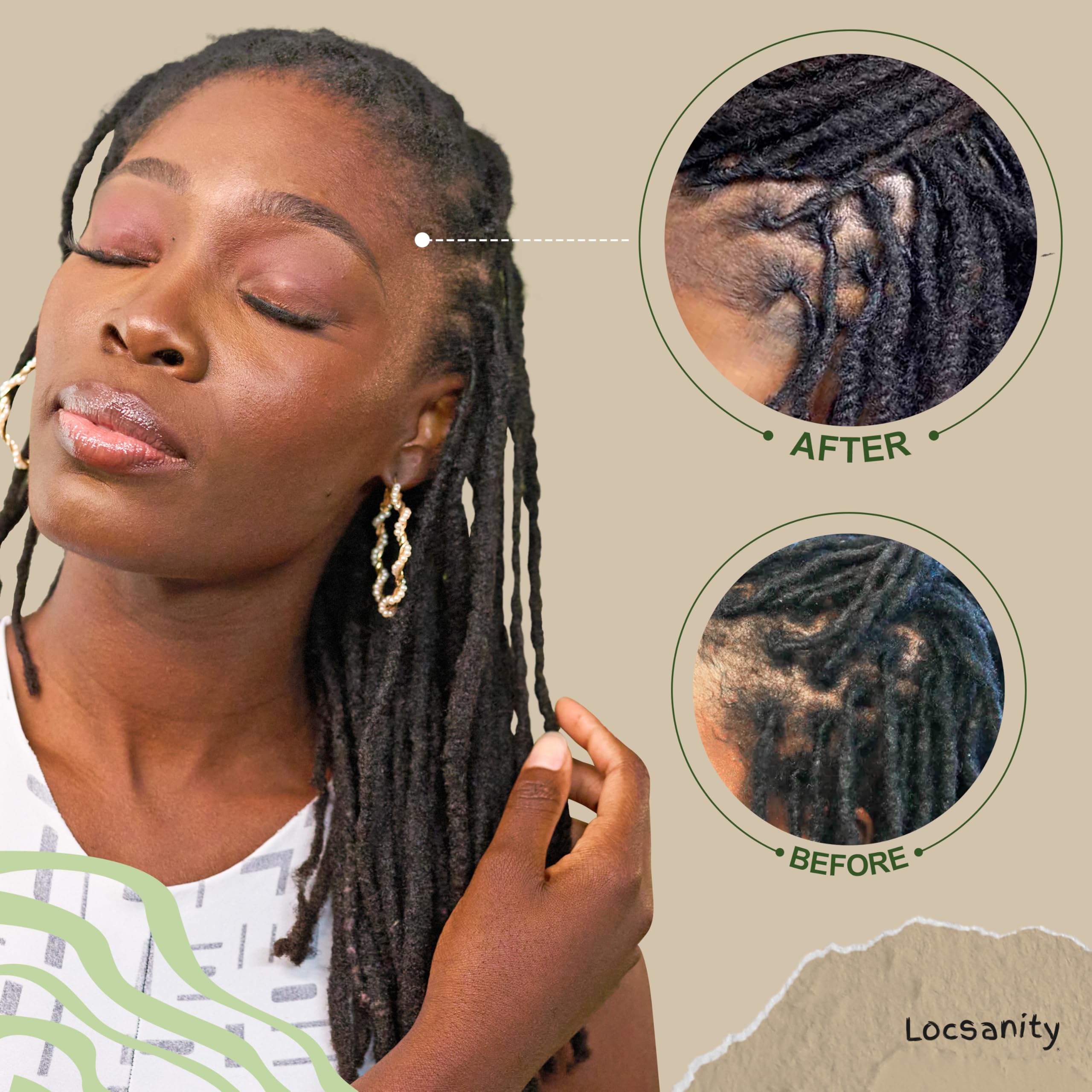 Locsanity clean-part guide demonstrating clean parting with the kit.