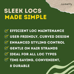 Locsanity curved interlocking tool on dreadlocks demonstrating controlled interlocking for even growth