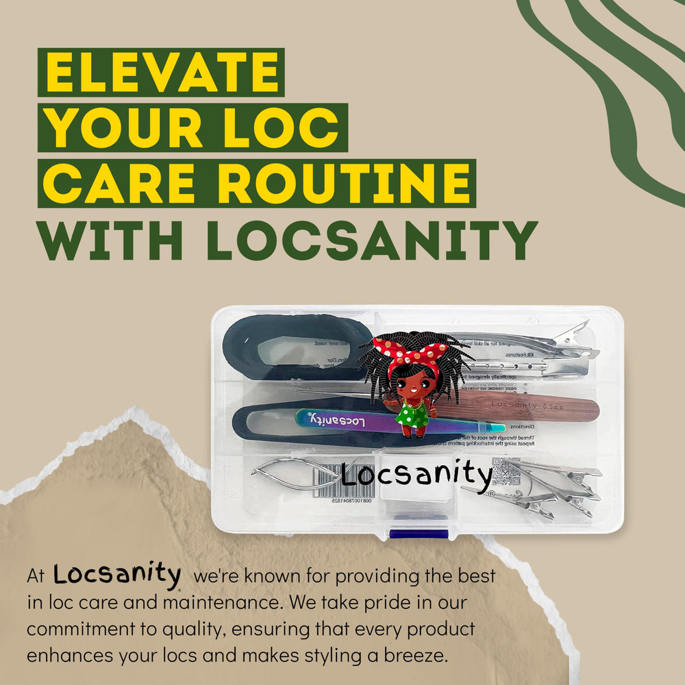 Locsanity dreadlock tools set packaging image showing organized kit.