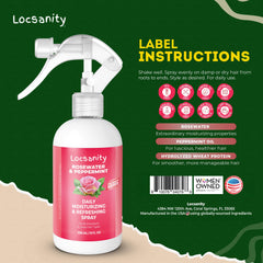 Locsanity dreadlocks spray in application view for refreshed scalp