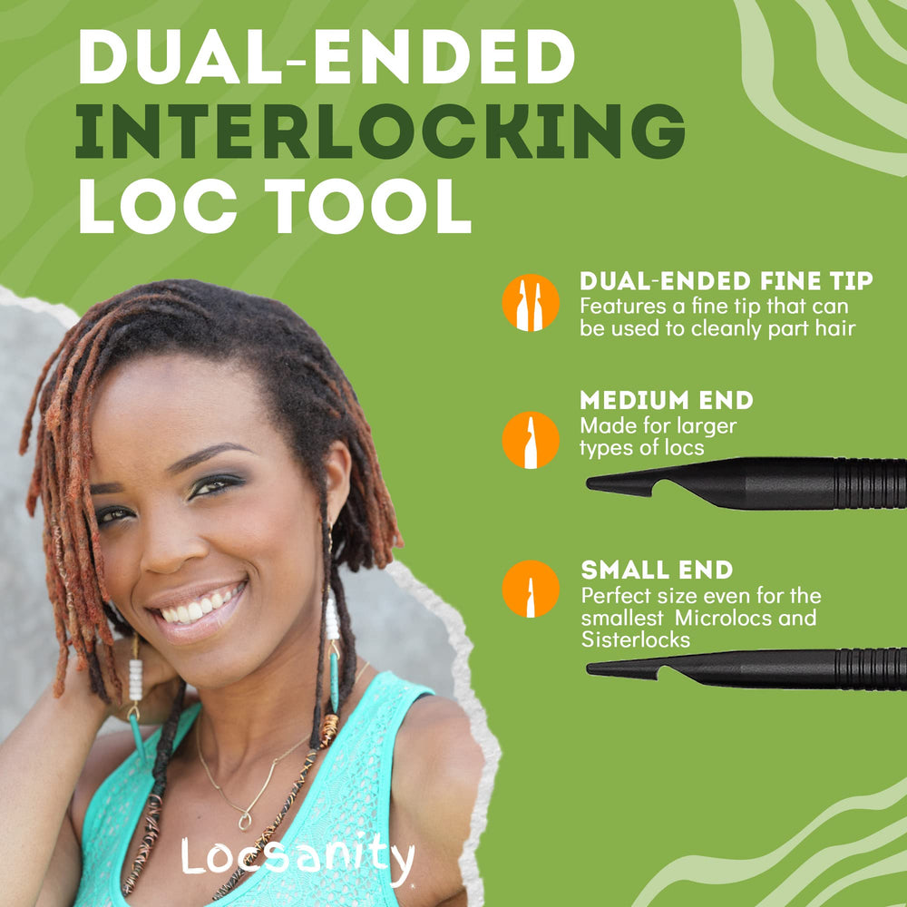 Locsanity interlocking tool fine-tip clean for clean parting between locs.