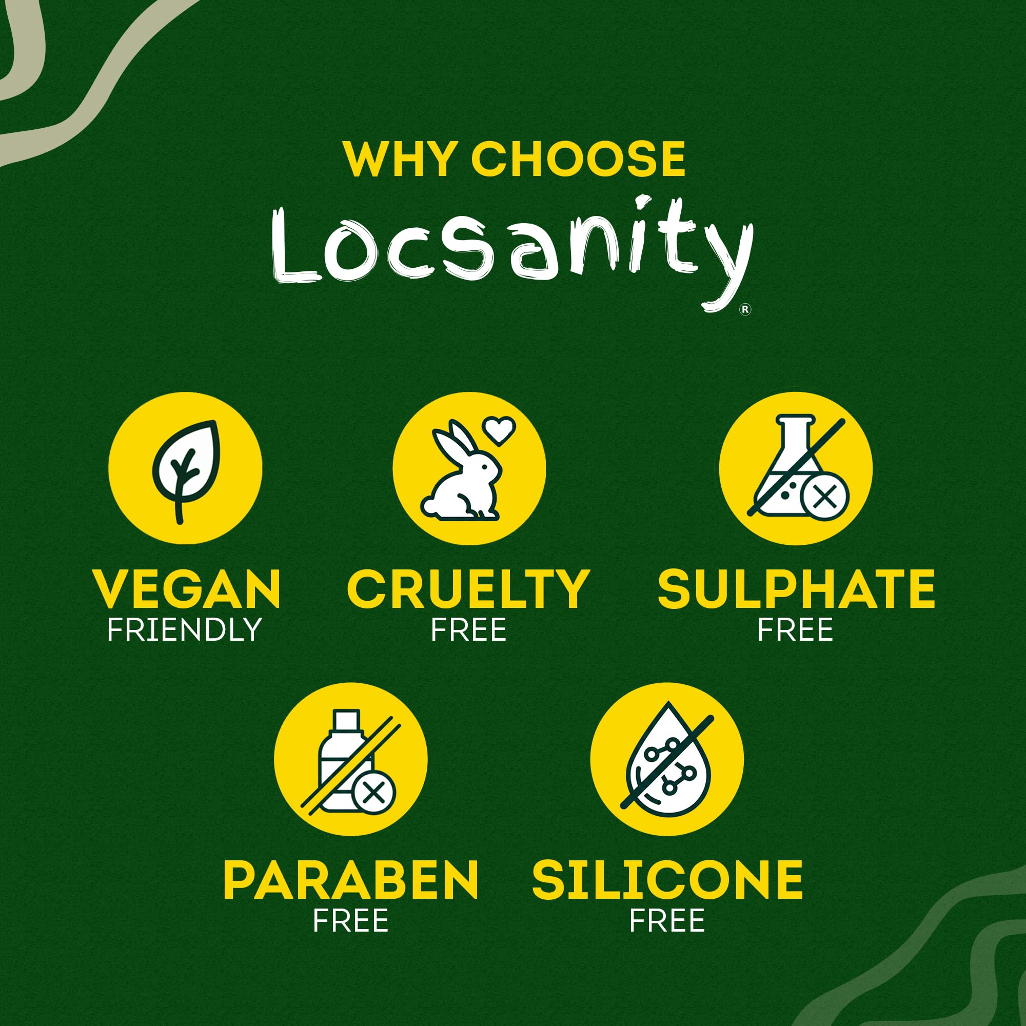 Locsanity natural plant-based ingredients with rosewater and peppermint.