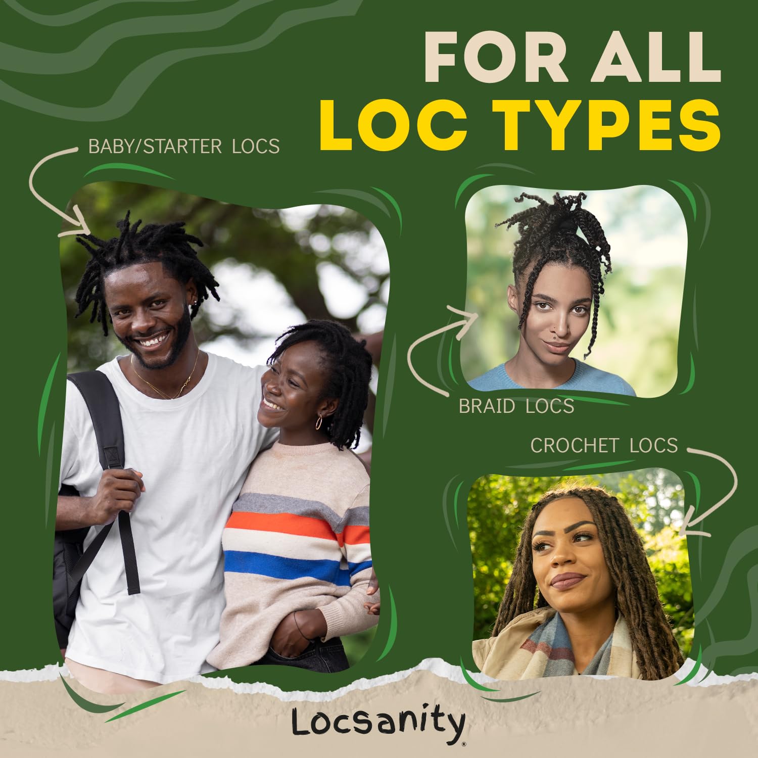 Locsanity plant-based formula nourishes locs with vitamins for vibrant shine.