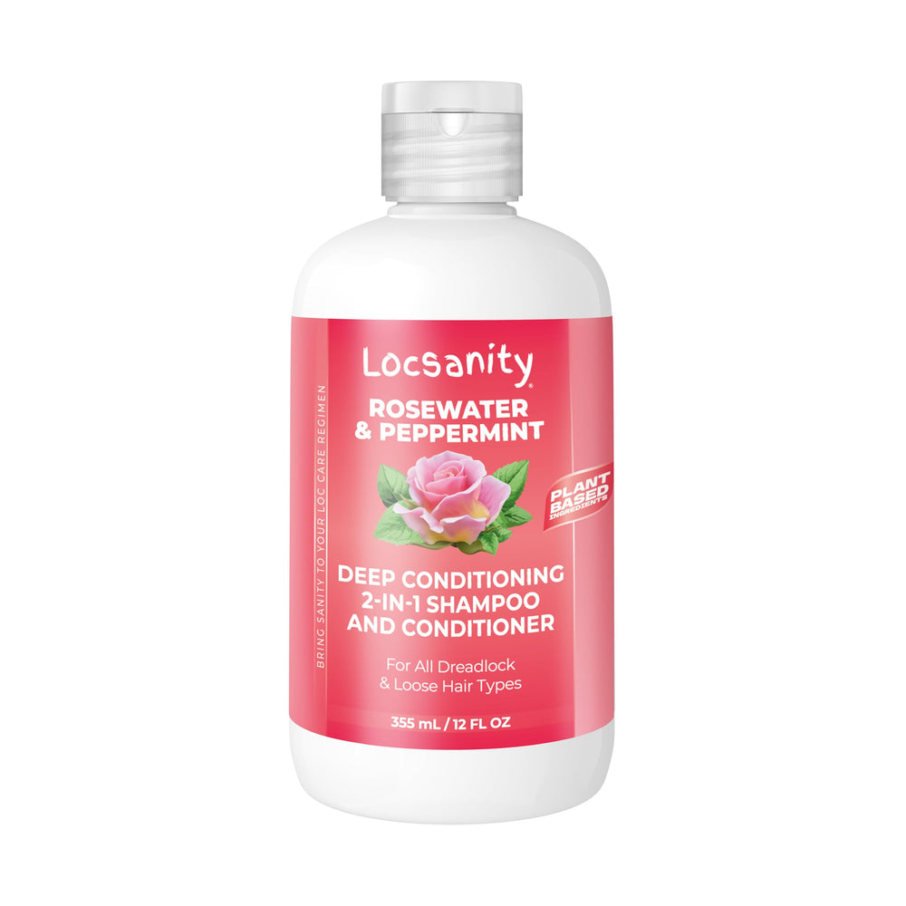 Locsanity Rosewater Peppermint bottle pour showcases hydrating cleanse for locs
