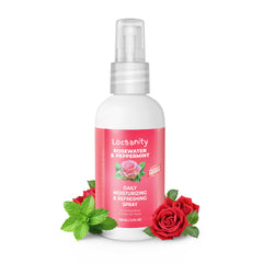 Locsanity Rosewater Peppermint daily spray bottle closeup for hydrating scalp