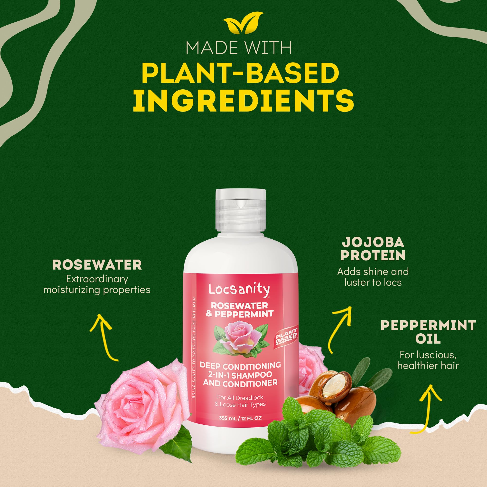 Locsanity Rosewater Peppermint dry locs care shows residue-free formula