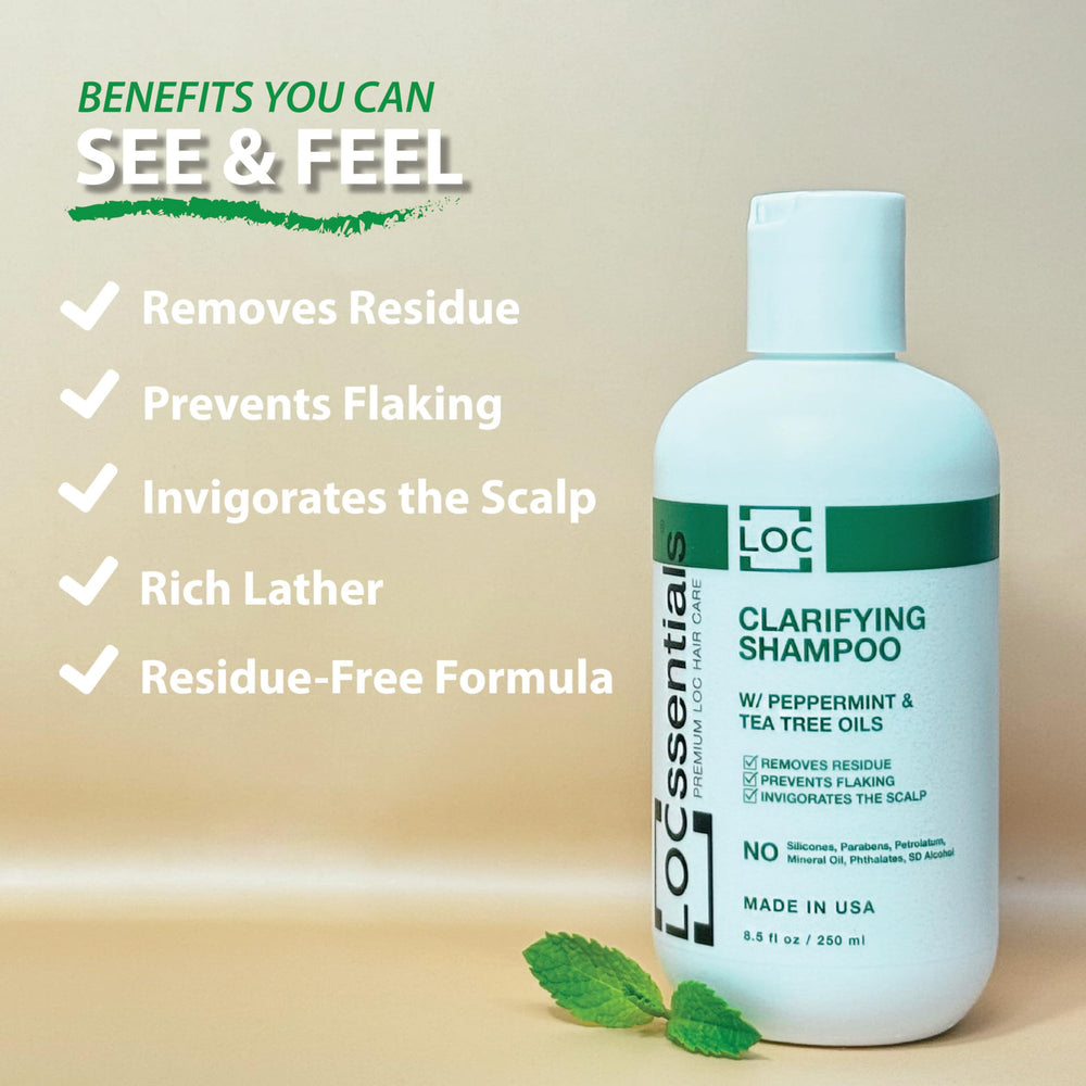 LOCssentials clarifying shampoo lather closeup highlights rich foam for lifting buildup on braids and twists.