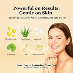 LodBar Retinol Serum ingredients layout featuring Bakuchiol, Niacinamide, Vitamin C.