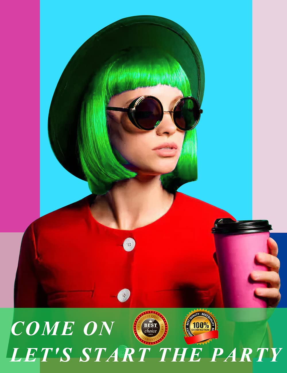 LOHO MAGICA neon rimless heart sunglasses complete a fun, photo-worthy ensemble.