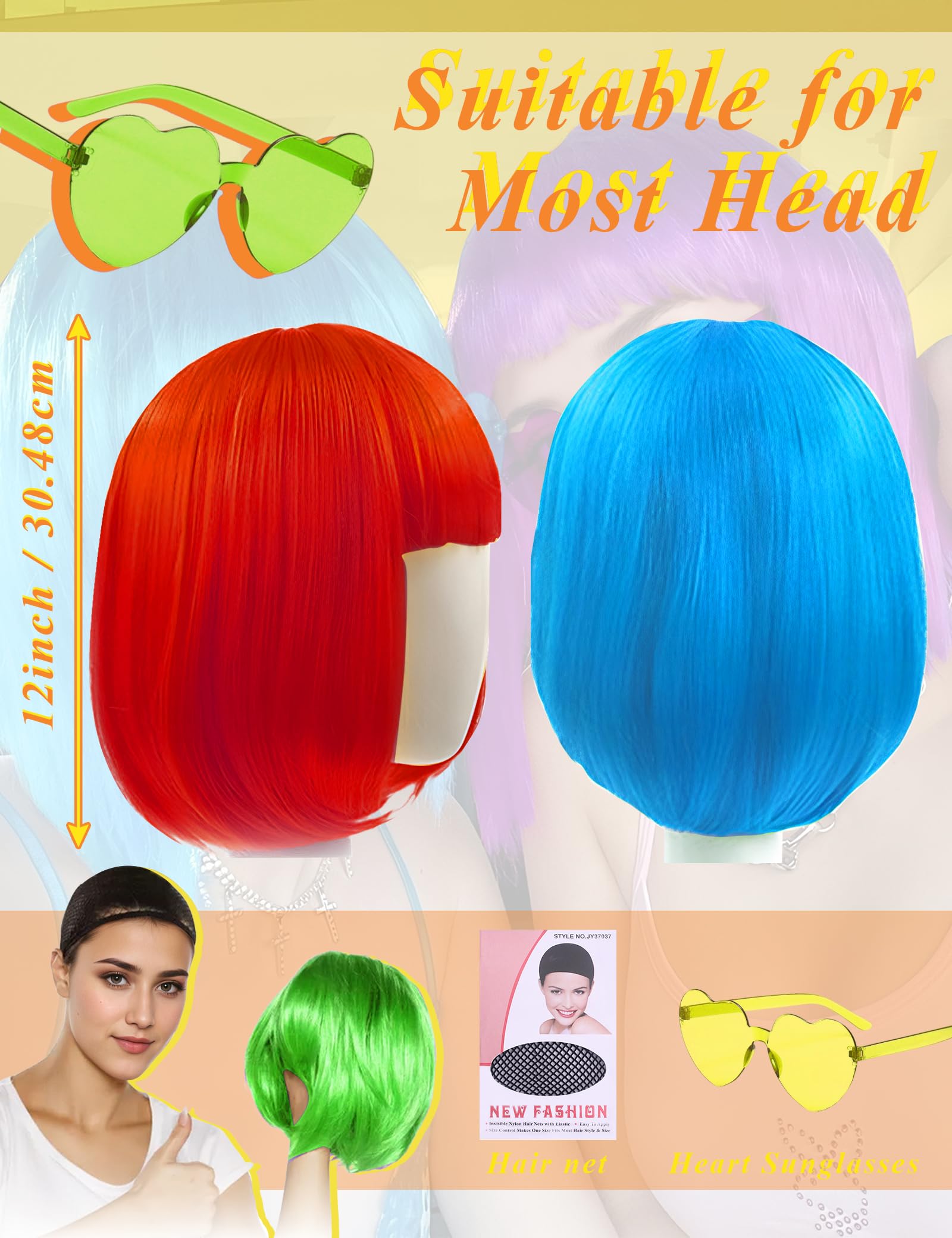 LOHO MAGICA neon green short bob wig for standout styling at events.