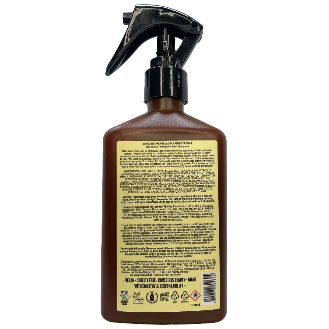 Lola From Rio fine hair application shows targeted mist for strengthening.