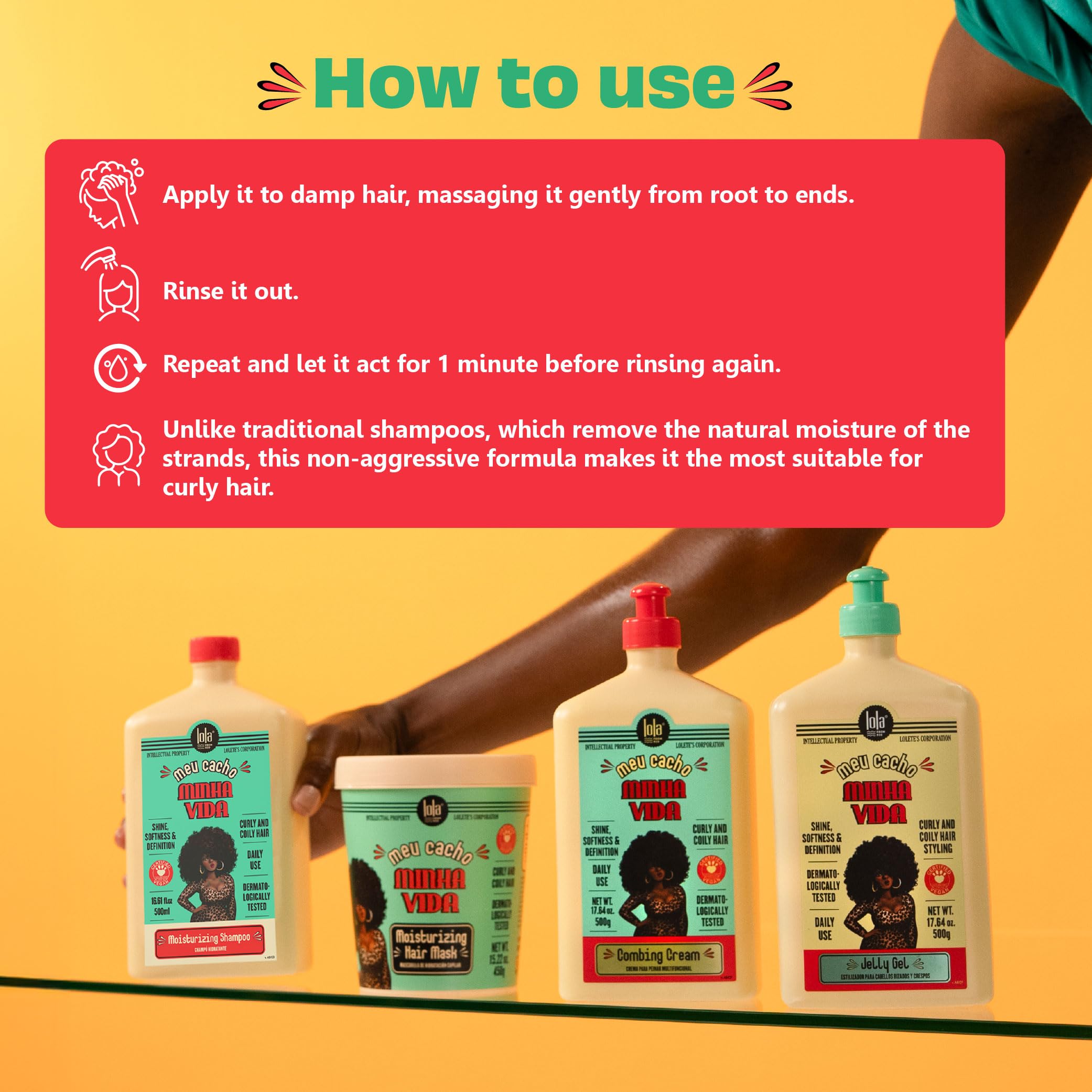 Lola From Rio Meu Cacho Minha Vida wet hair rinse demonstration.