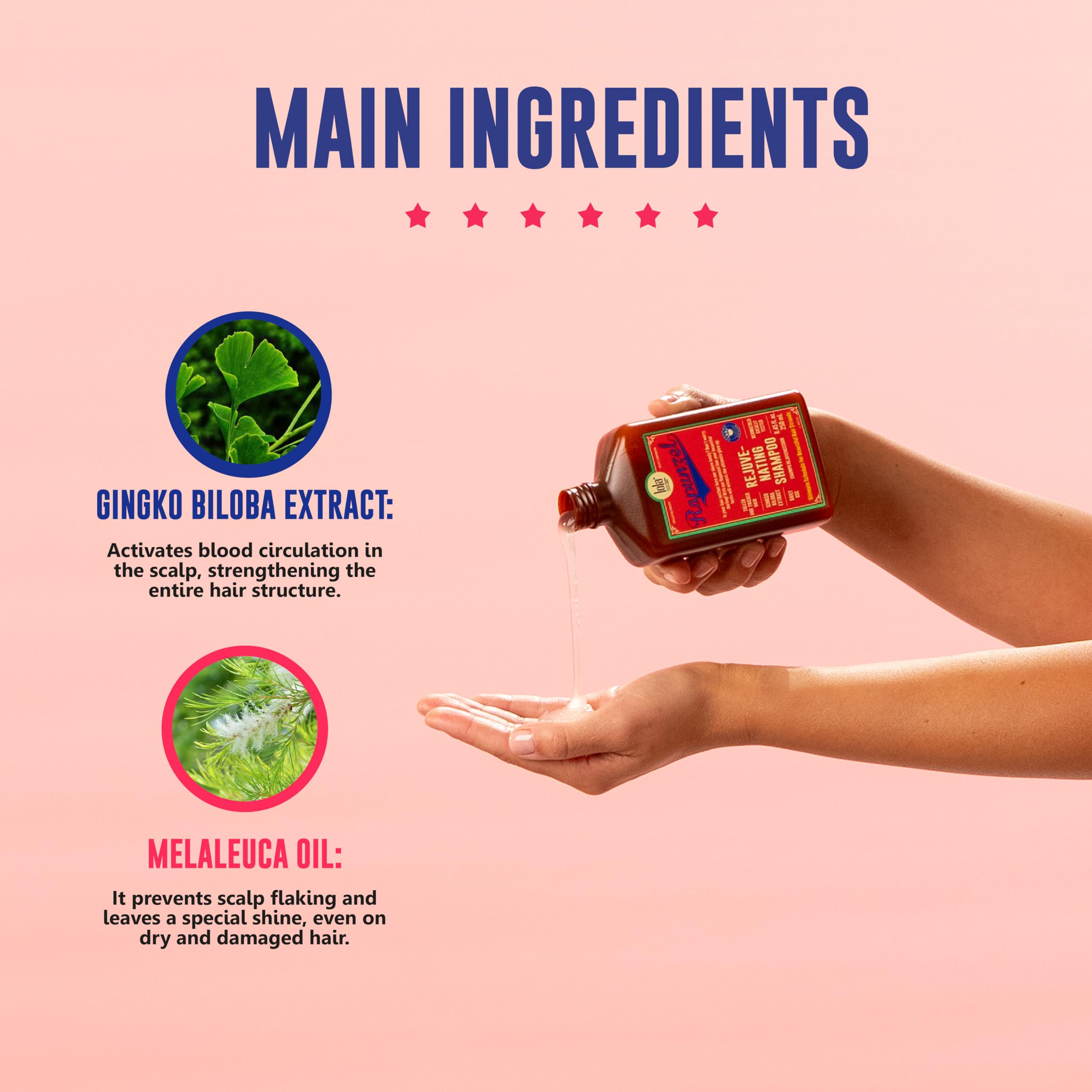 Bottle label close-up highlights sulfate-free and hydrating formula.