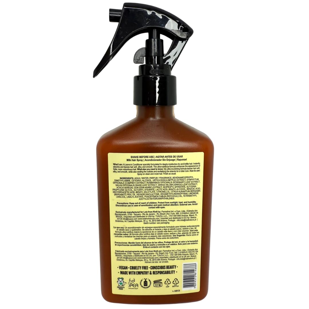 Lola From Rio spray mist on hair for detangling and smoother brushing.
