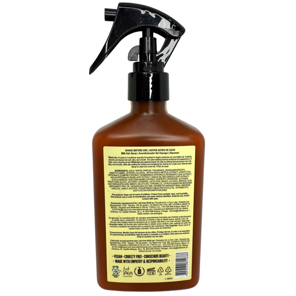 Lola From Rio spray mist on hair for detangling and smoother brushing.
