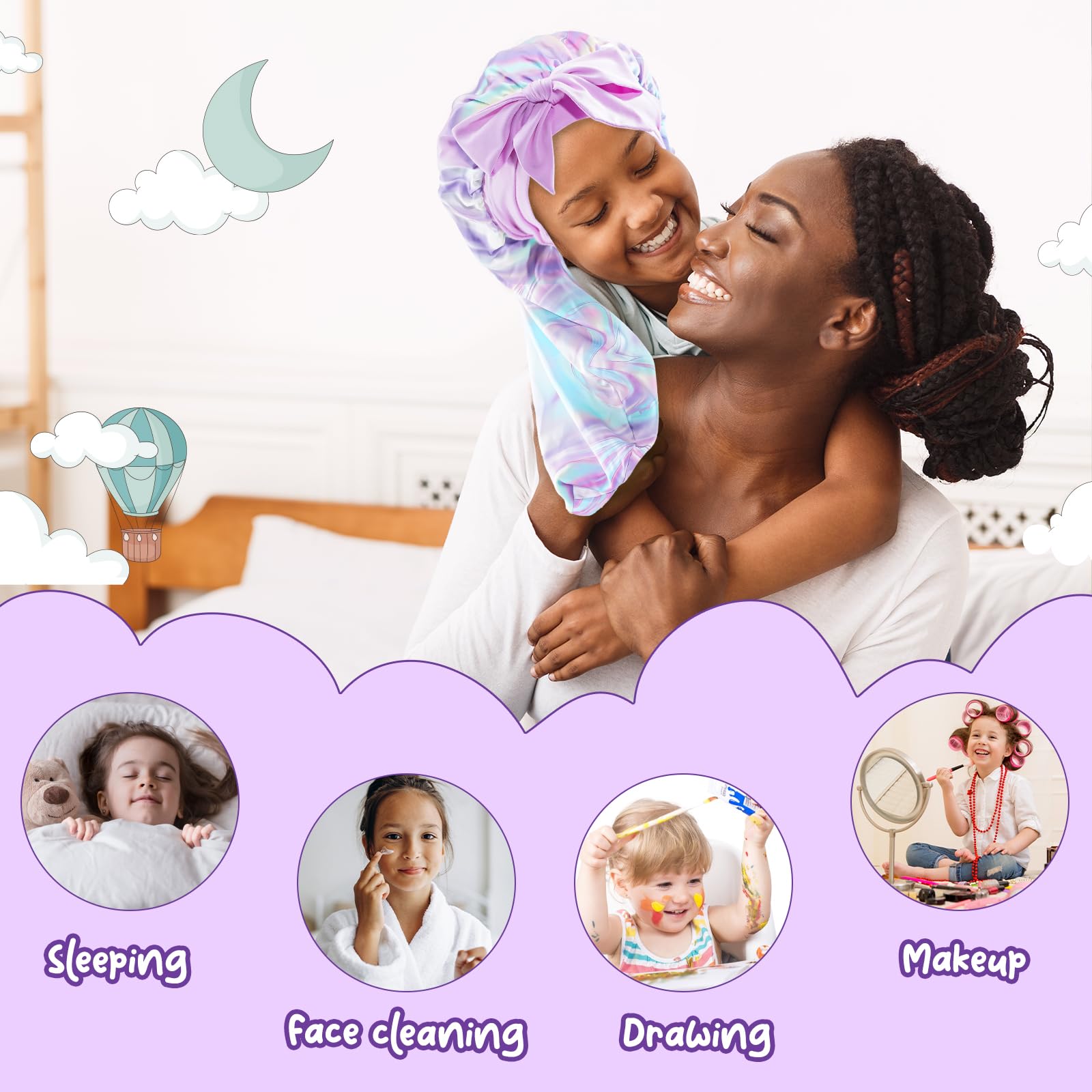Lolalet bonnet shown during bath time for multipurpose use